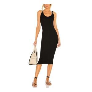 Enza Costa Ribbed Black Tank Midi Size XS Dress